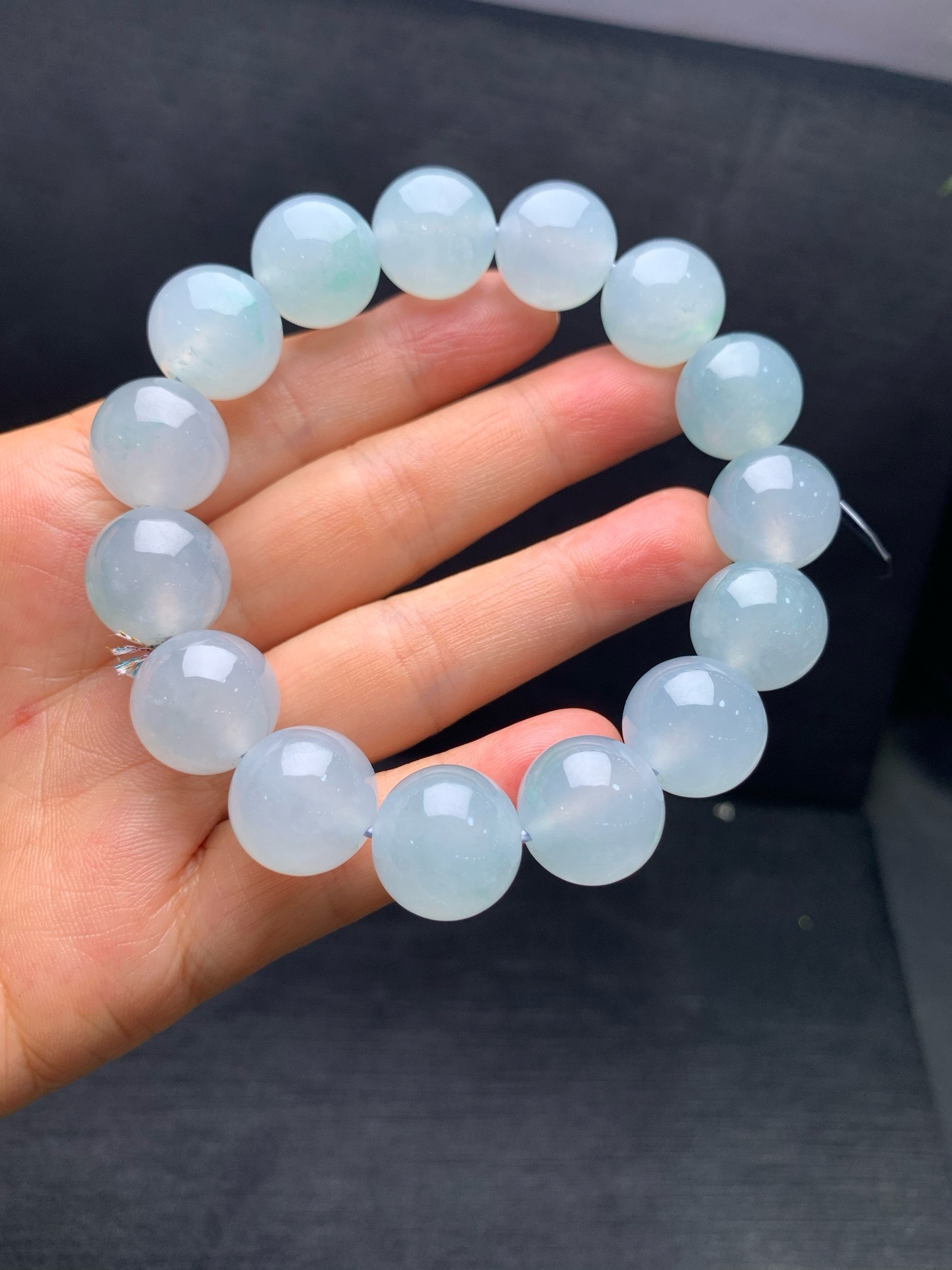 High‑Ice Jadeite Bead Bracelet-14.5mm