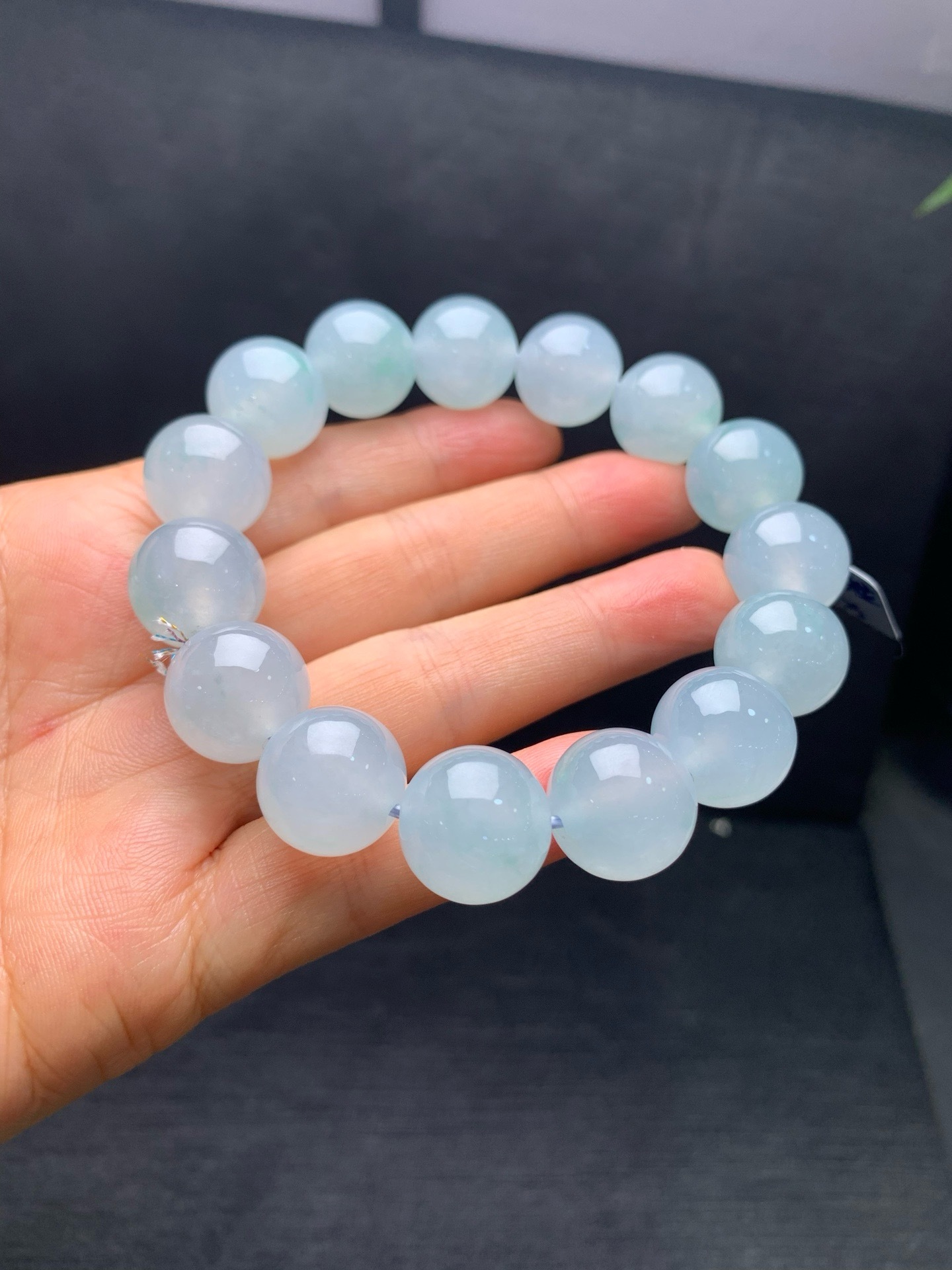 High‑Ice Jadeite Bead Bracelet-14.5mm