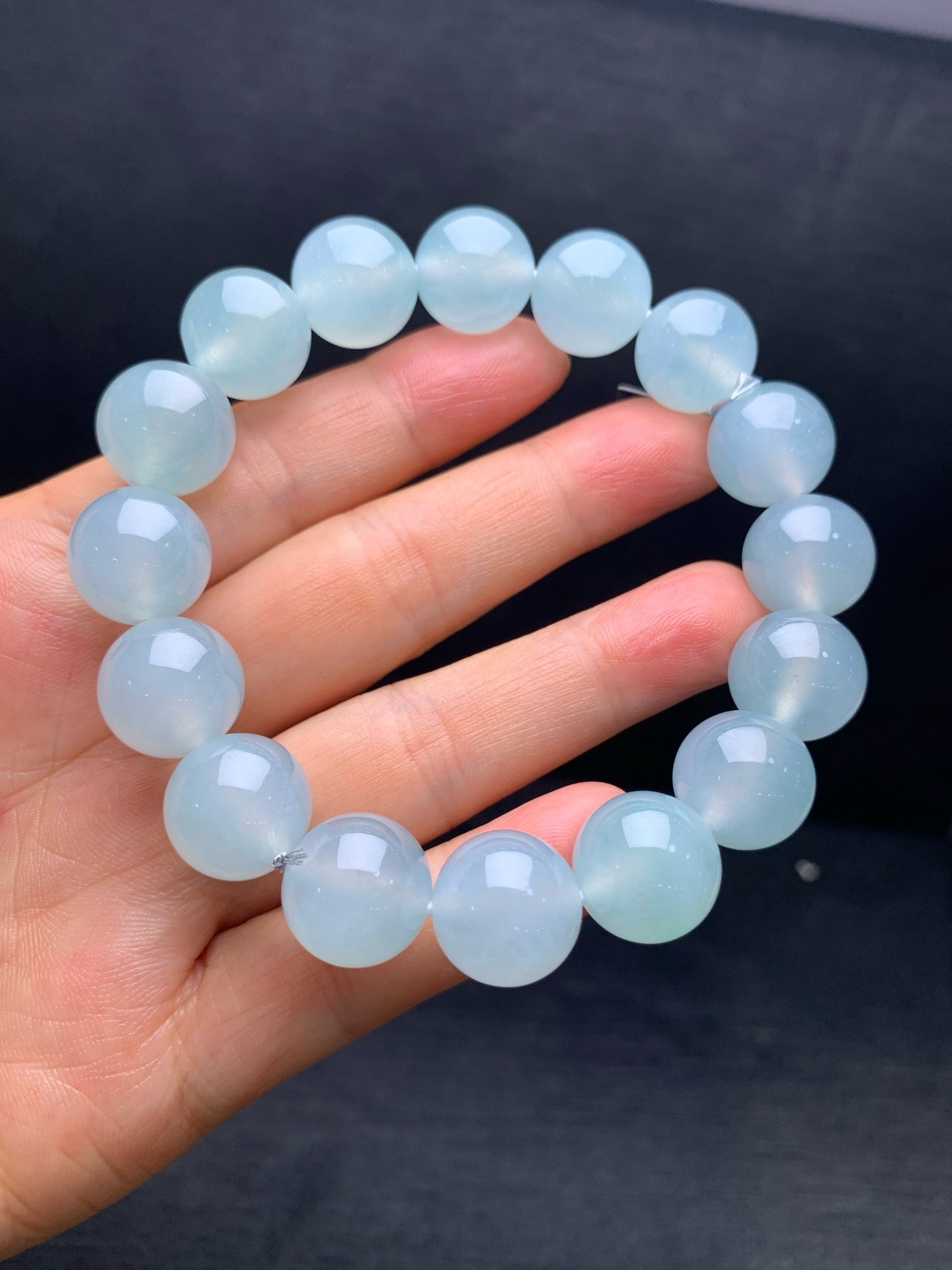 High‑Ice Jadeite Bead Bracelet-13.5mm