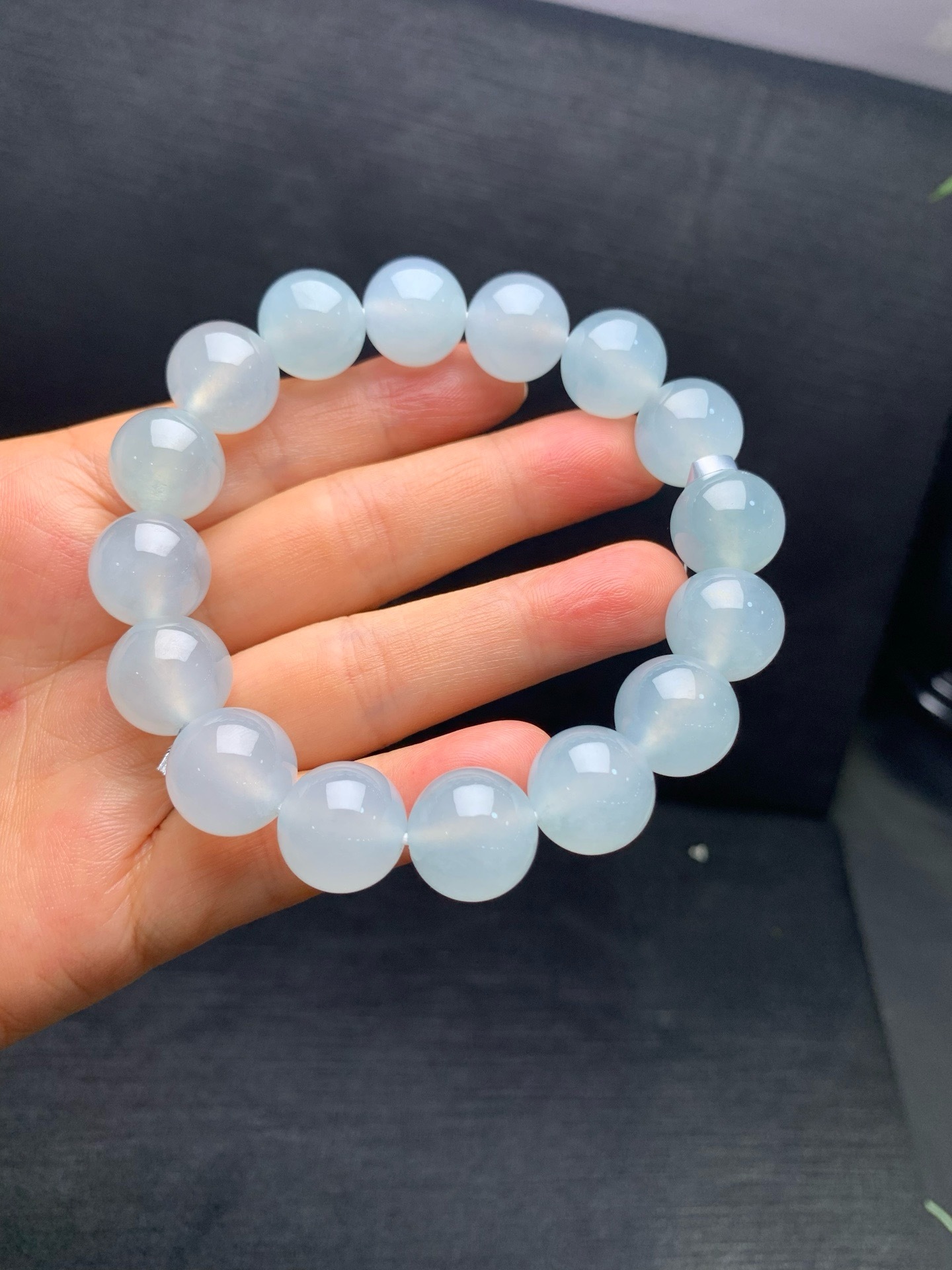 High‑Ice Jadeite Bead Bracelet-13.5mm