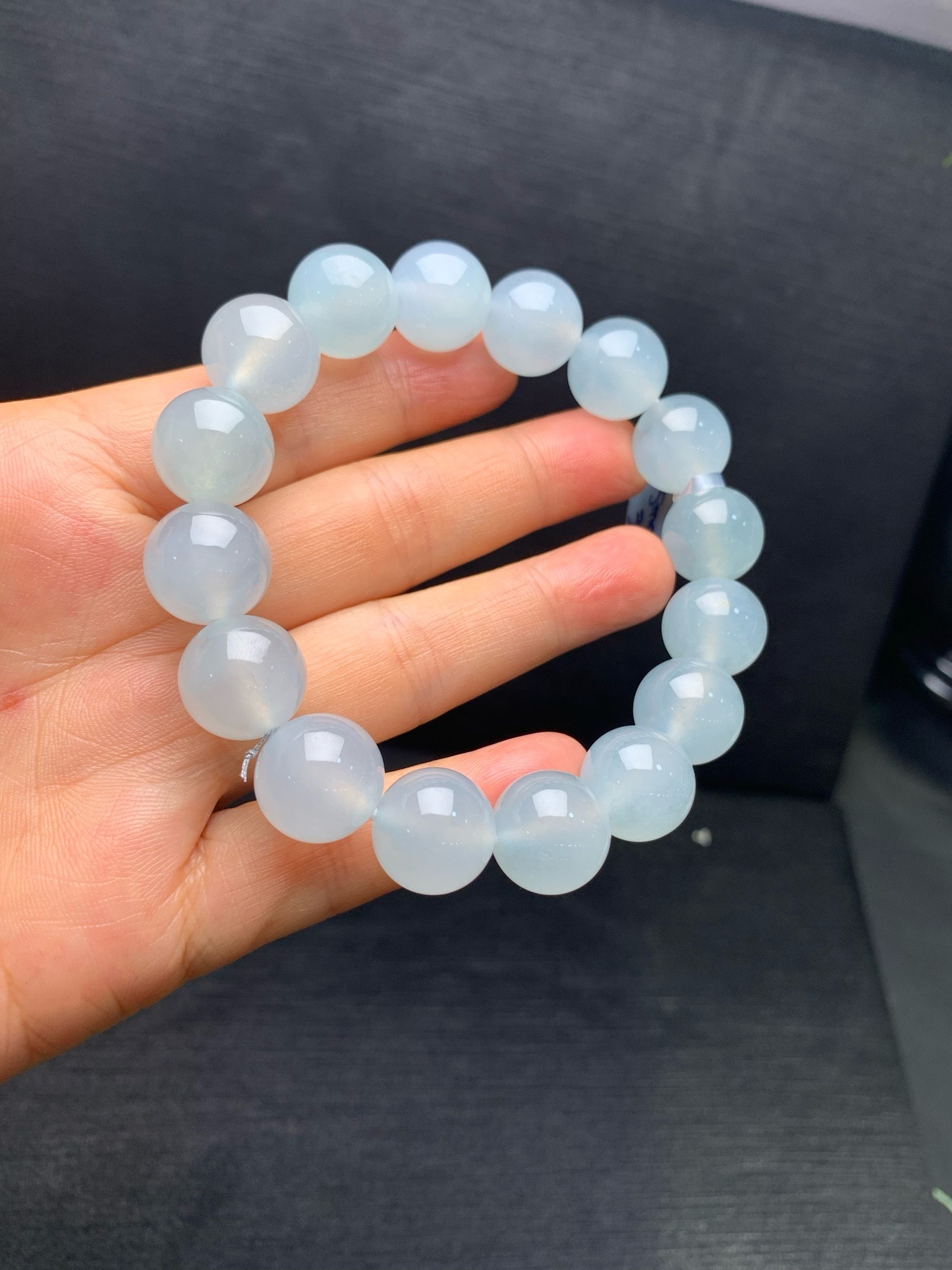 High‑Ice Jadeite Bead Bracelet-13.5mm