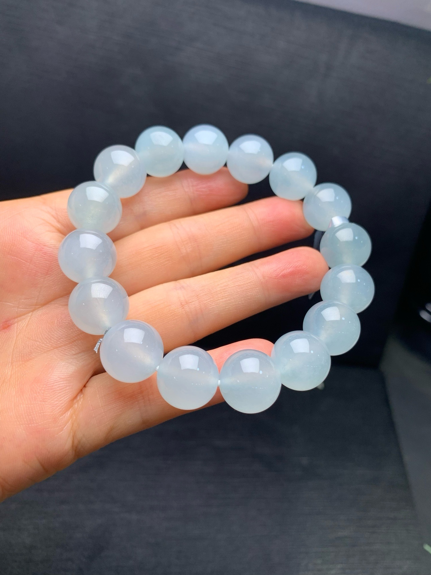 High‑Ice Jadeite Bead Bracelet-13.5mm