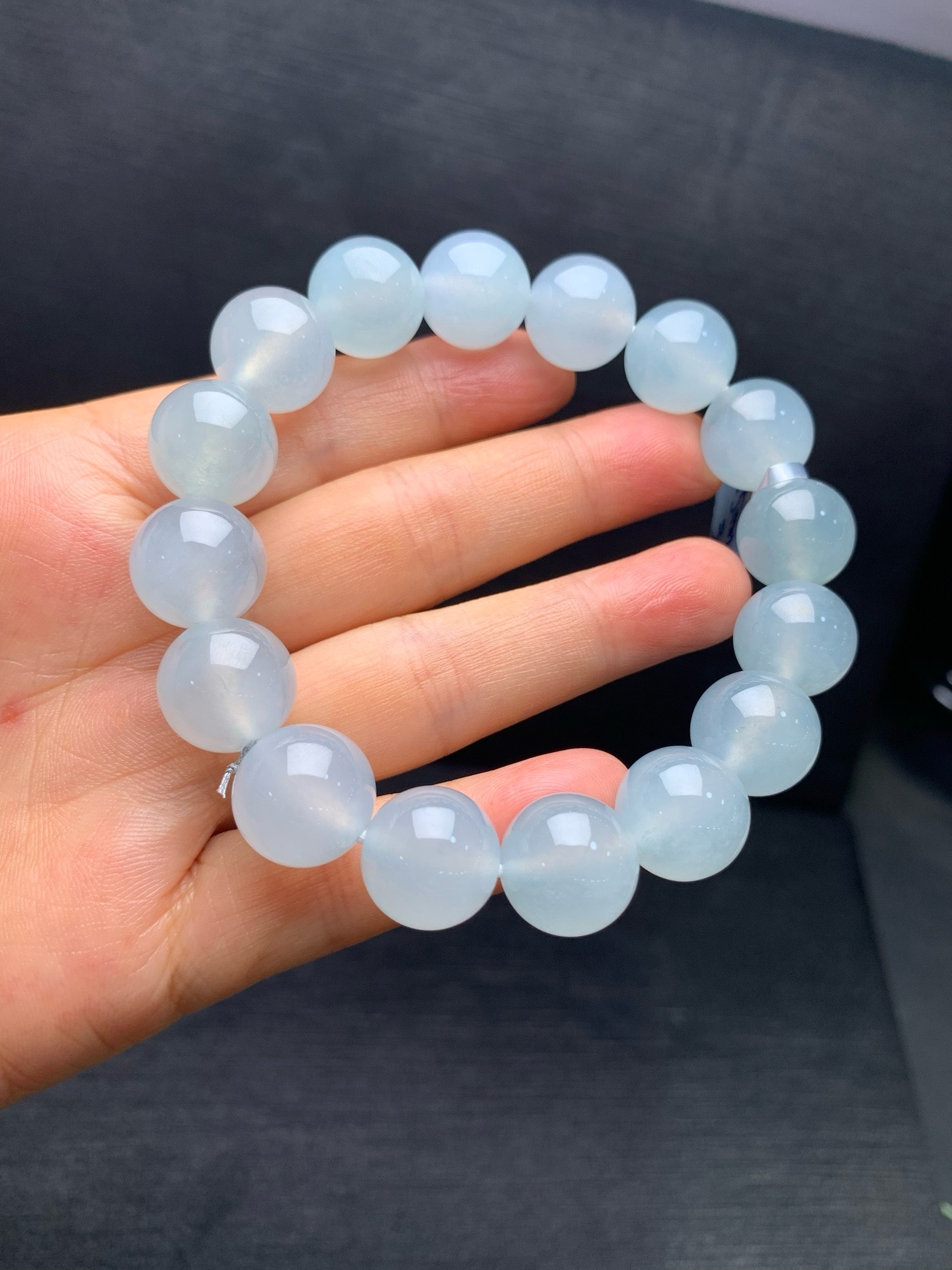 High‑Ice Jadeite Bead Bracelet-13.5mm