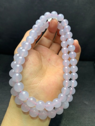Pink‑icy jadeite necklace-10mm
