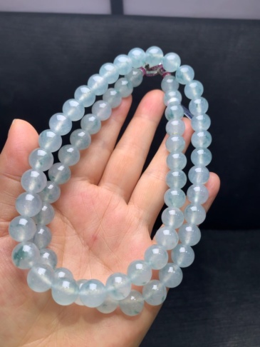 Icy jadeite necklace with floating flowers-10mm