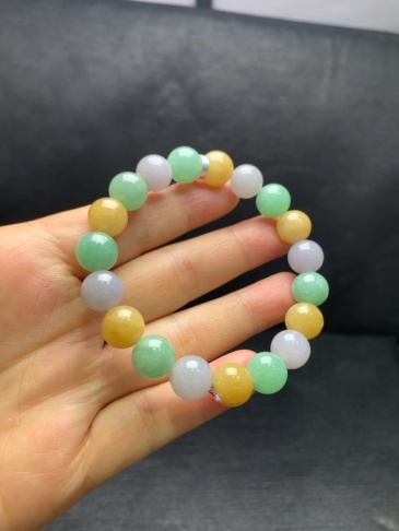 Small icy jadeite multi‑gem bracelet-10mm