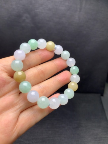 Small icy jadeite multi‑gem bracelet-10mm
