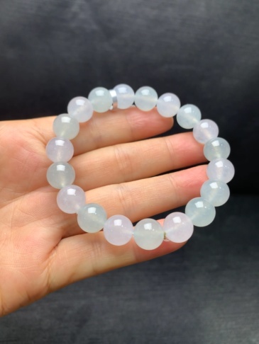 Small icy jadeite macaron‑color bead bracelet-10mm