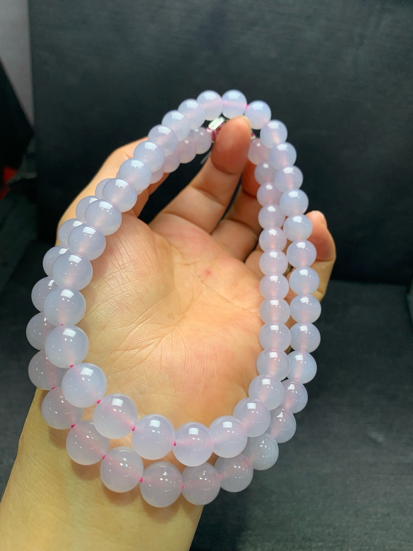 Pink‑icy jadeite necklace-10mm