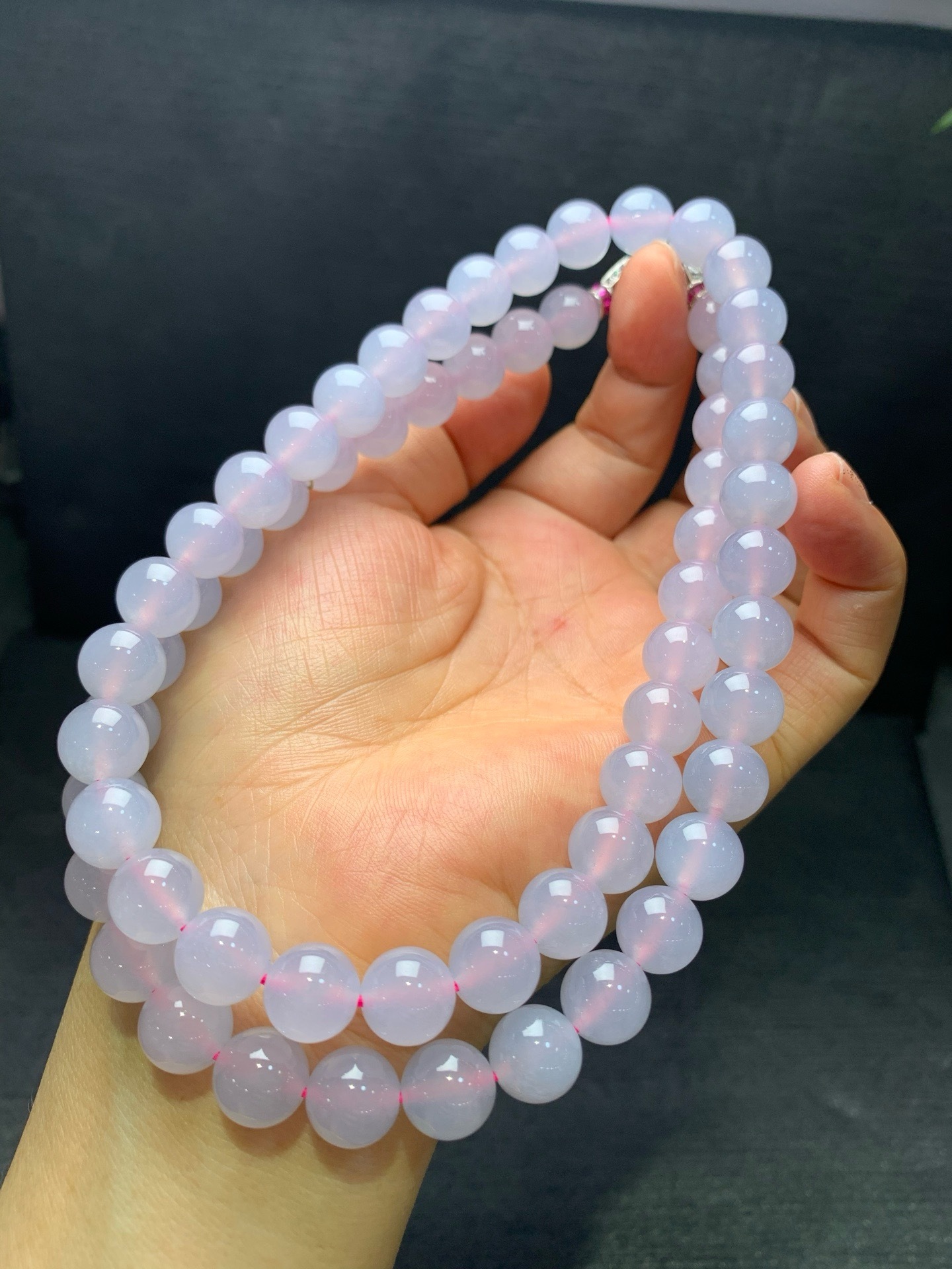 Pink‑icy jadeite necklace-10mm