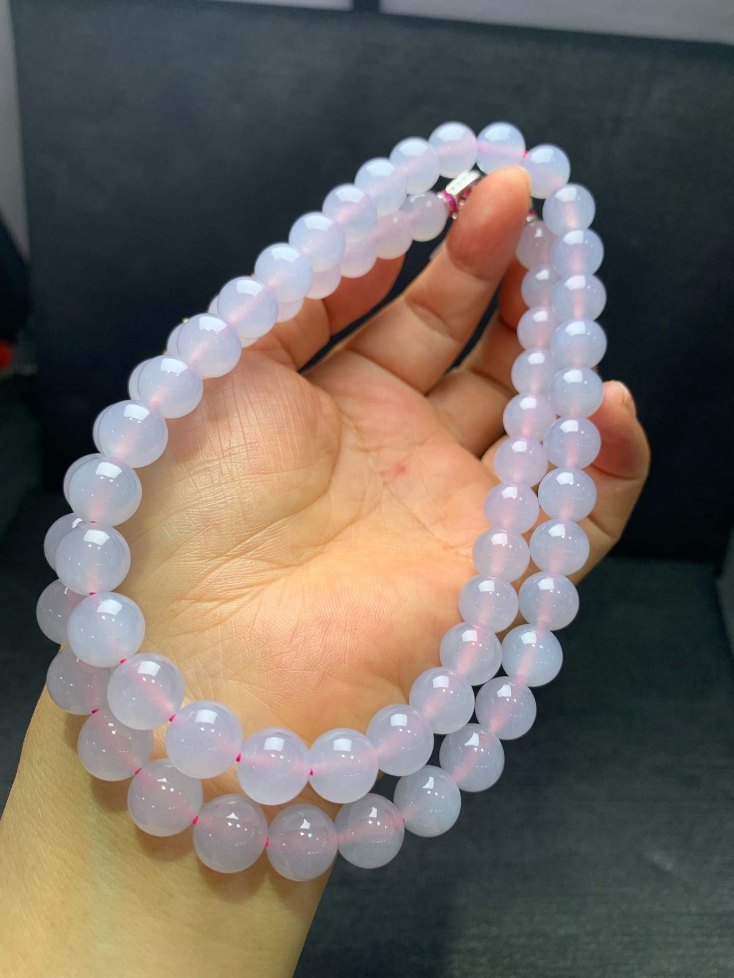 Pink‑icy jadeite necklace-10mm