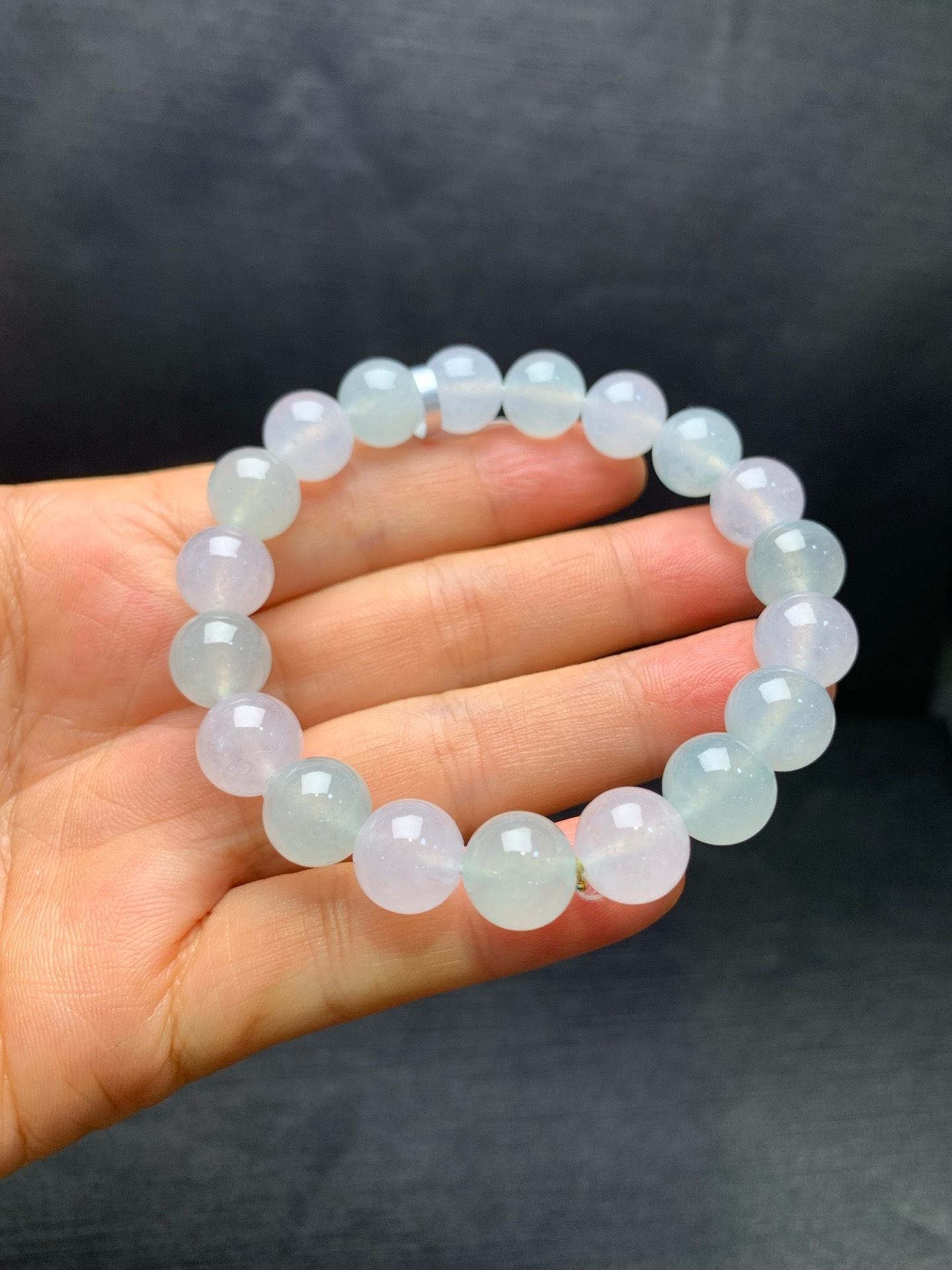 Small icy jadeite macaron‑color bead bracelet-10mm