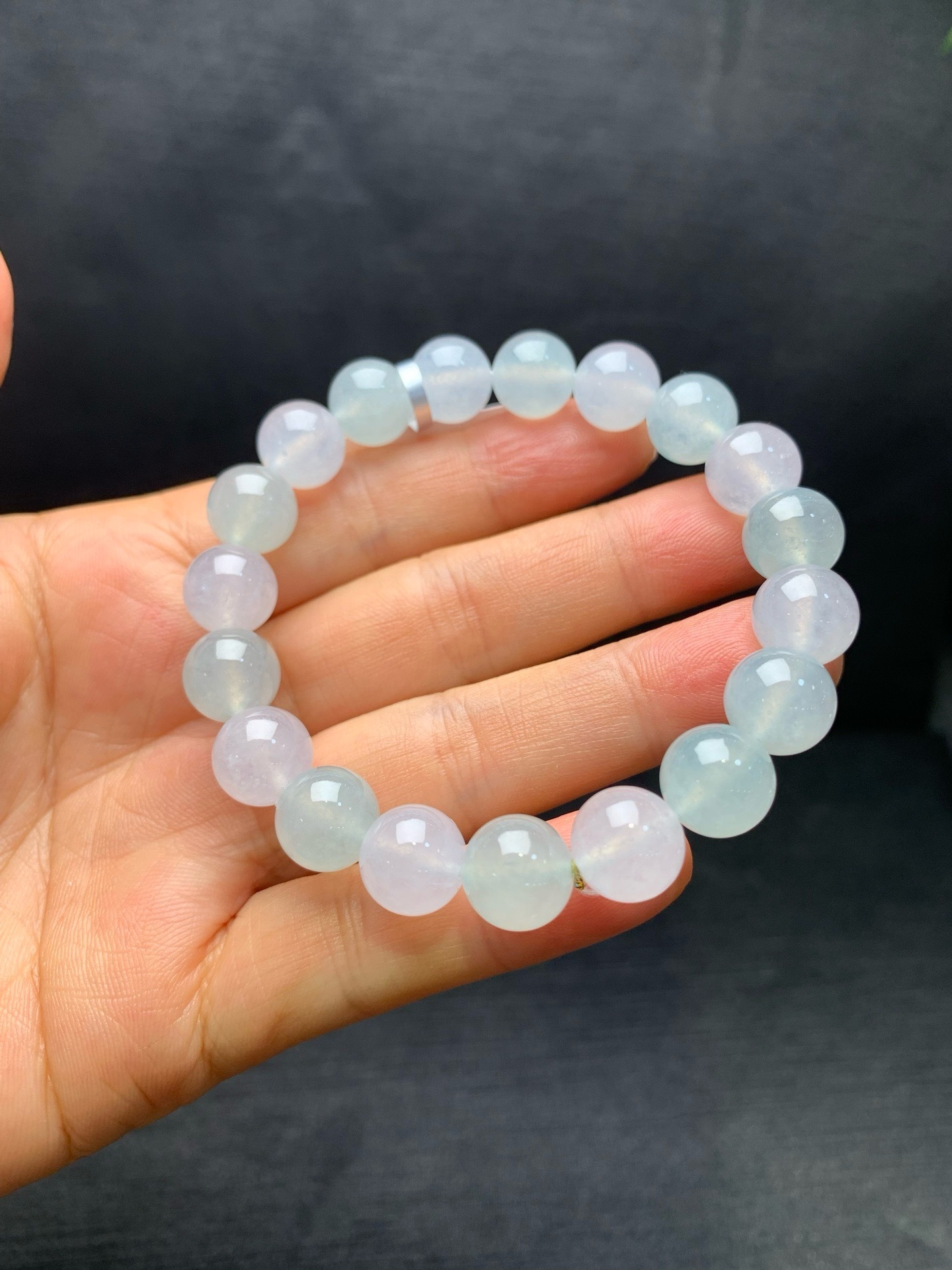 Small icy jadeite macaron‑color bead bracelet-10mm