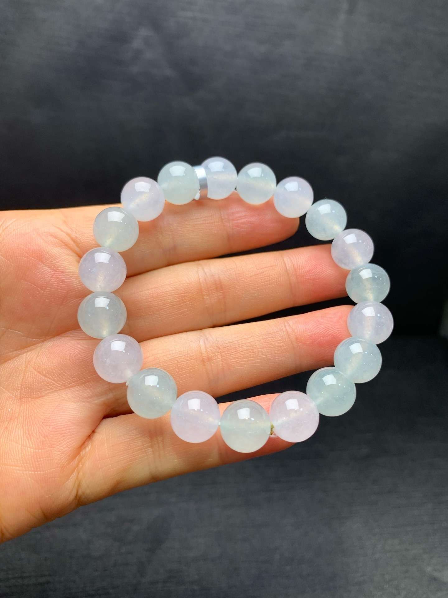 Small icy jadeite macaron‑color bead bracelet-10mm