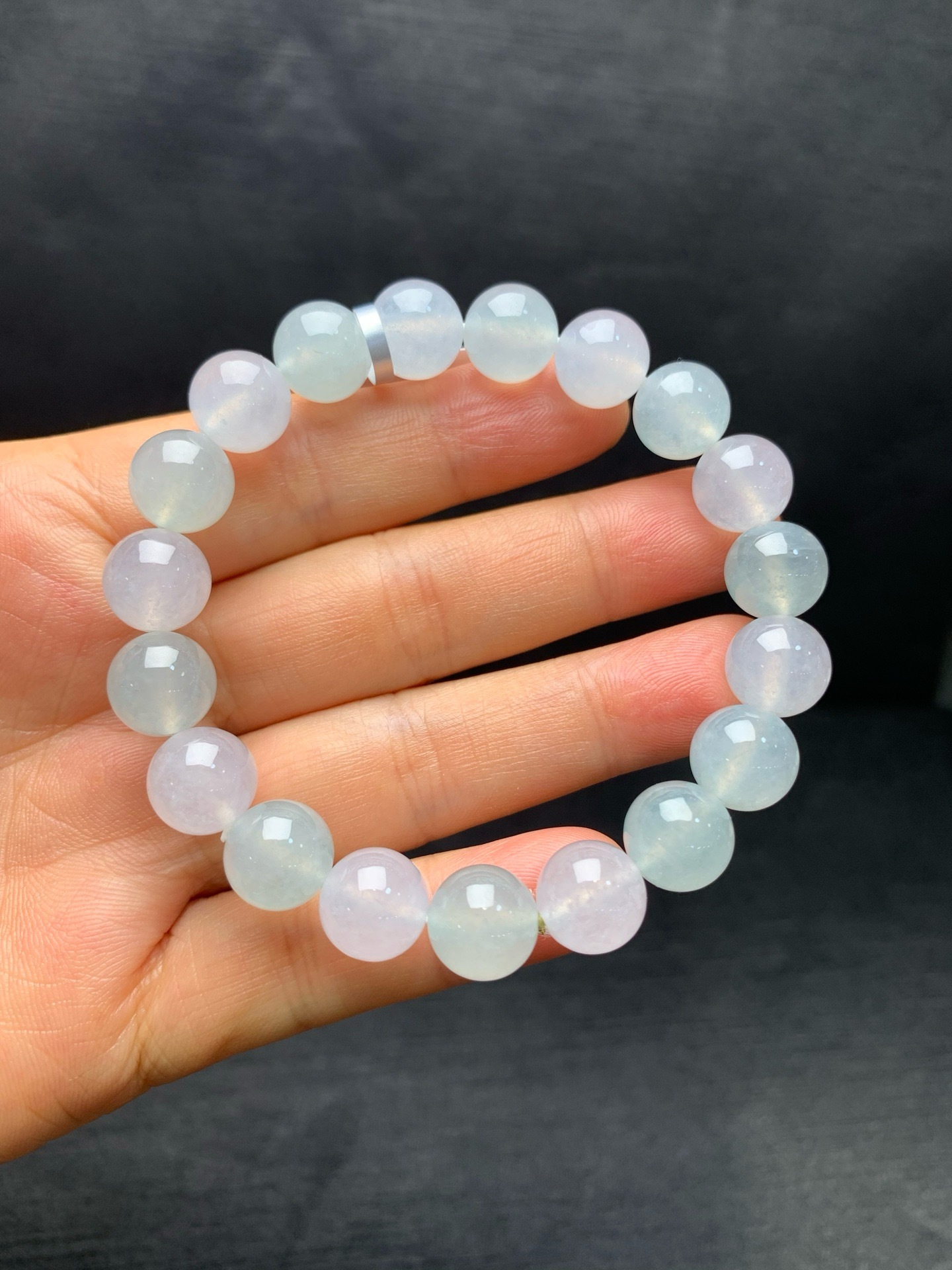 Small icy jadeite macaron‑color bead bracelet-10mm