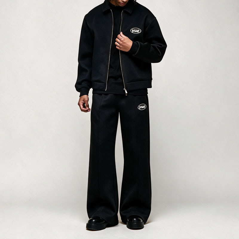 Custom Men's Regular Fit Air Layer Embroidered Jacket and Trouser Casual Zip up Stand Collar Two Piece Daily Outfit Tracksuit
