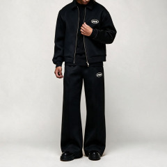 Custom Men's Regular Fit Air Layer Embroidered Jacket and Trouser Casual Zip up Stand Collar Two Piece Daily Outfit Tracksuit