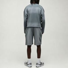 Custom Winter Sun Faded 100% Pure Cotton French Terry 2-Piece Crewneck Pullover Boxy Fit Knee-Length Men's Vintage Streetwear