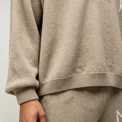 Custom Made Boucle Knit 2 Pieces Boxy Fit Wide Leg Screen Printing Pullover Hooded Streetwear Men's Casual Tracksuit Set