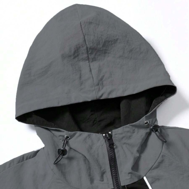Custom Mens Color Block Contrast Piping Windbreaker Tracksuit Nylon Polyester Zip up Hooded Jacket and Wide Leg Pant Set
