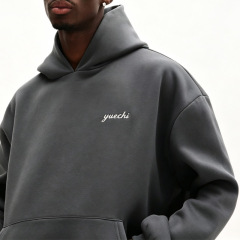 Men Custom Embroidery Screen Print 100% Cotton Fleece Tracksuit Oversized Drop Shoulder Hoodie Loose Wide Leg Sweatpants