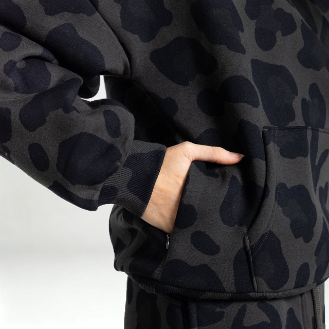 Winter Custom Leopard Patterned Screen Print Full Zip 2-Piece Boxy Fit Baggy Heavyweight 100% Cotton Fleece Men's Jogger