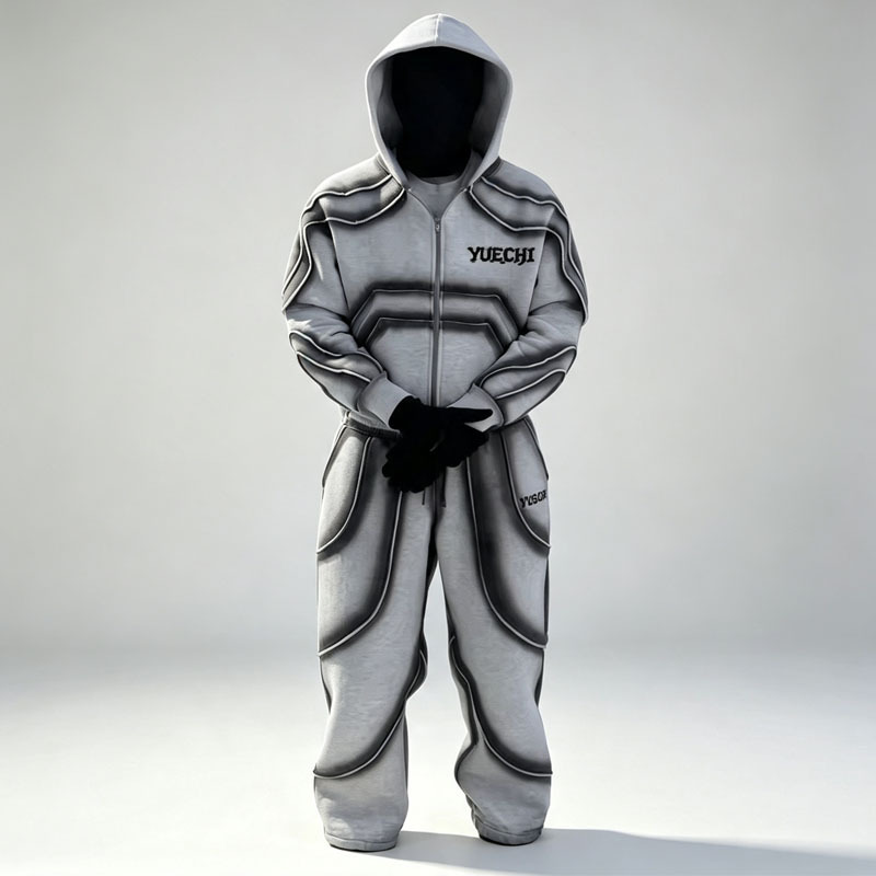Custom Spray Printing Eco-friendly 100% Organic Cotton Heavyweight Fleece Streetwear Hooded Boxy Cropped Winter Outerwear Set
