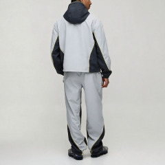Custom Sets Men Relaxed Soft Shell Contrast Panelled Zip Through Hoodie Set Jacket Set and Pants Tracksuit Streetwear Two Piece Set,Leading Custom Apparel Manufacturer | Your Trusted China Sourcing Partner | YC/YUECHI,Custom Men Relaxed Soft Shell Contrast Panelled Zip Through Hooded Jacket and Pants Tracksuit Streetwear Two Piece Set