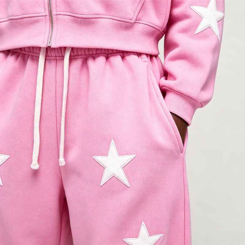 Custom Applique Embroidery 2 Pieces Regular Fit Wide Leg Drawstring Hooded Casual Urban Streetwear Men's Full Zip Tracksuit Set