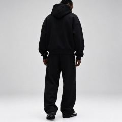 Custom Men's Black Studded Hoodie French Terry Tracksuit Oversized Pullover Hoodie Wide Leg Sweatpants Screen Print Streetwear