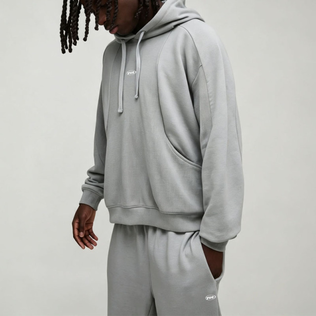 Custom Men's Oversized Boxy Raglan Embroidered Tracksuit Casual Relaxed 2 Piece 100% Cotton French Terry Athleisure Streetwear