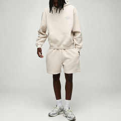 Custom Made Off White Minimalist Embroidery 2 Pieces Pullover Hoodie Shorts Set Cotton Fleece Men's Streetwear Tracksuit