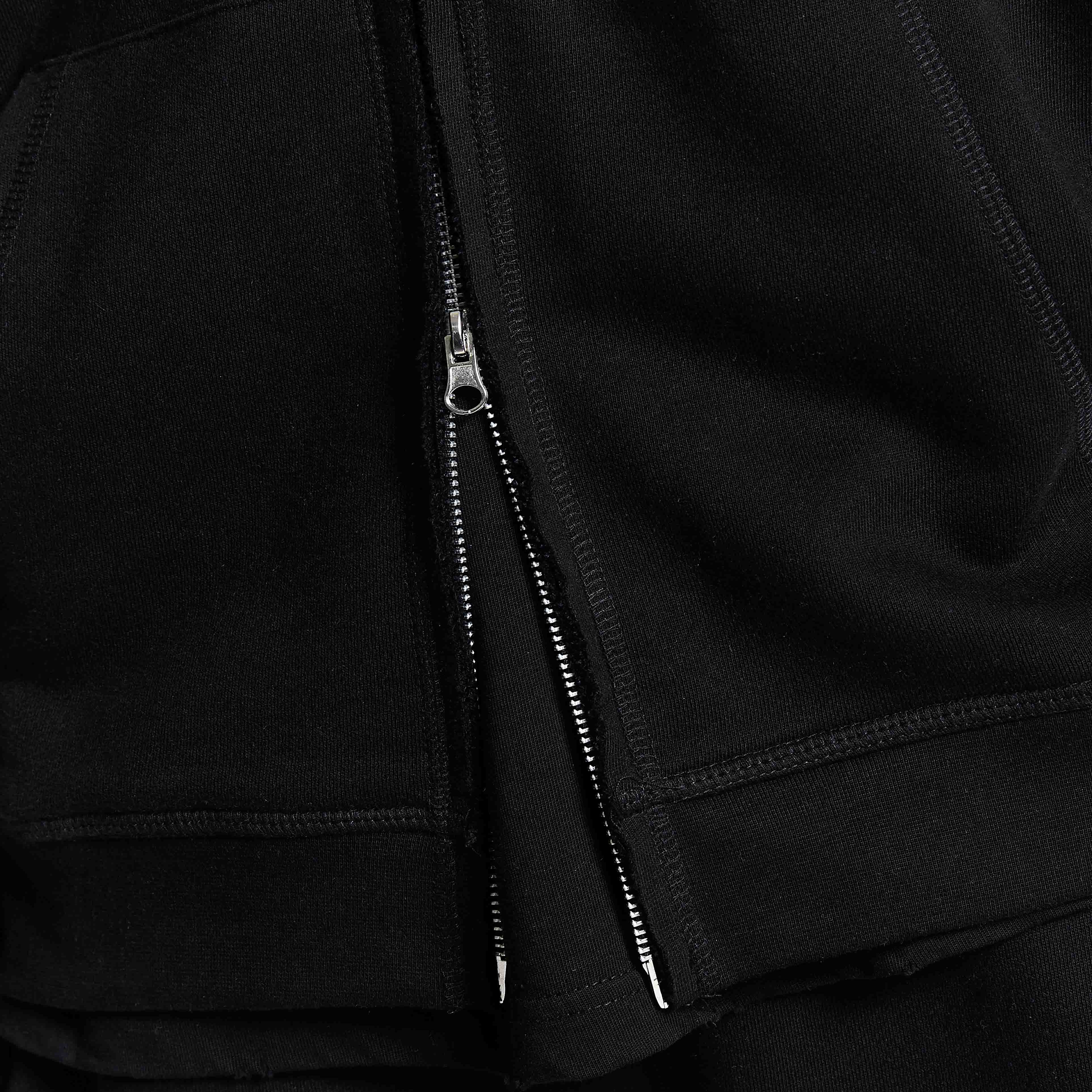 Men Regular Fit Hoodie Tracksuit 440 Gsm 100% Cotton Raw Edge Screen Print Double Ended Zip Wide Leg Sweatpants 2 Piece Set