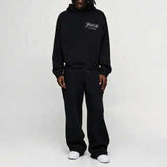 Custom Men Oversized Boxy Embroidered Hoodie Wide Leg Sweatpants Fleece Tracksuit 100% Cotton Two Piece Set Letter Streetwear