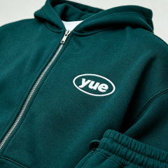 Custom Sets Embroidery Full Zip up Boxy Fit Hoodie Set Cropped Wide Leg Fleece Thick Warm Grey Teal Apparel Men's Sports Tracksuit,Leading Custom Apparel Manufacturer | Your Trusted China Sourcing Partner | YC/YUECHI,Custom Embroidery Full Zip up Boxy Fit Hooded Cropped Wide Leg Fleece Thick Warm Grey Teal Apparel Men's Sports Tracksuit