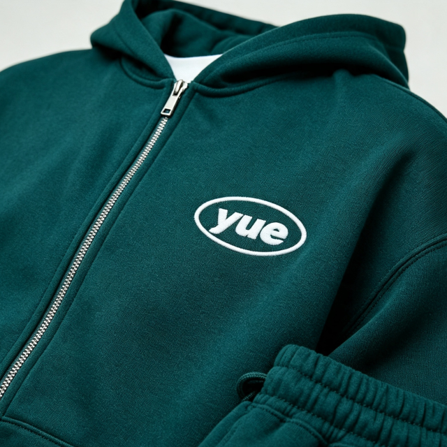 Custom Sets Embroidery Full Zip up Boxy Fit Hoodie Set Cropped Wide Leg Fleece Thick Warm Grey Teal Apparel Men's Sports Tracksuit,Leading Custom Apparel Manufacturer | Your Trusted China Sourcing Partner | YC/YUECHI,Custom Embroidery Full Zip up Boxy Fit Hooded Cropped Wide Leg Fleece Thick Warm Grey Teal Apparel Men's Sports Tracksuit