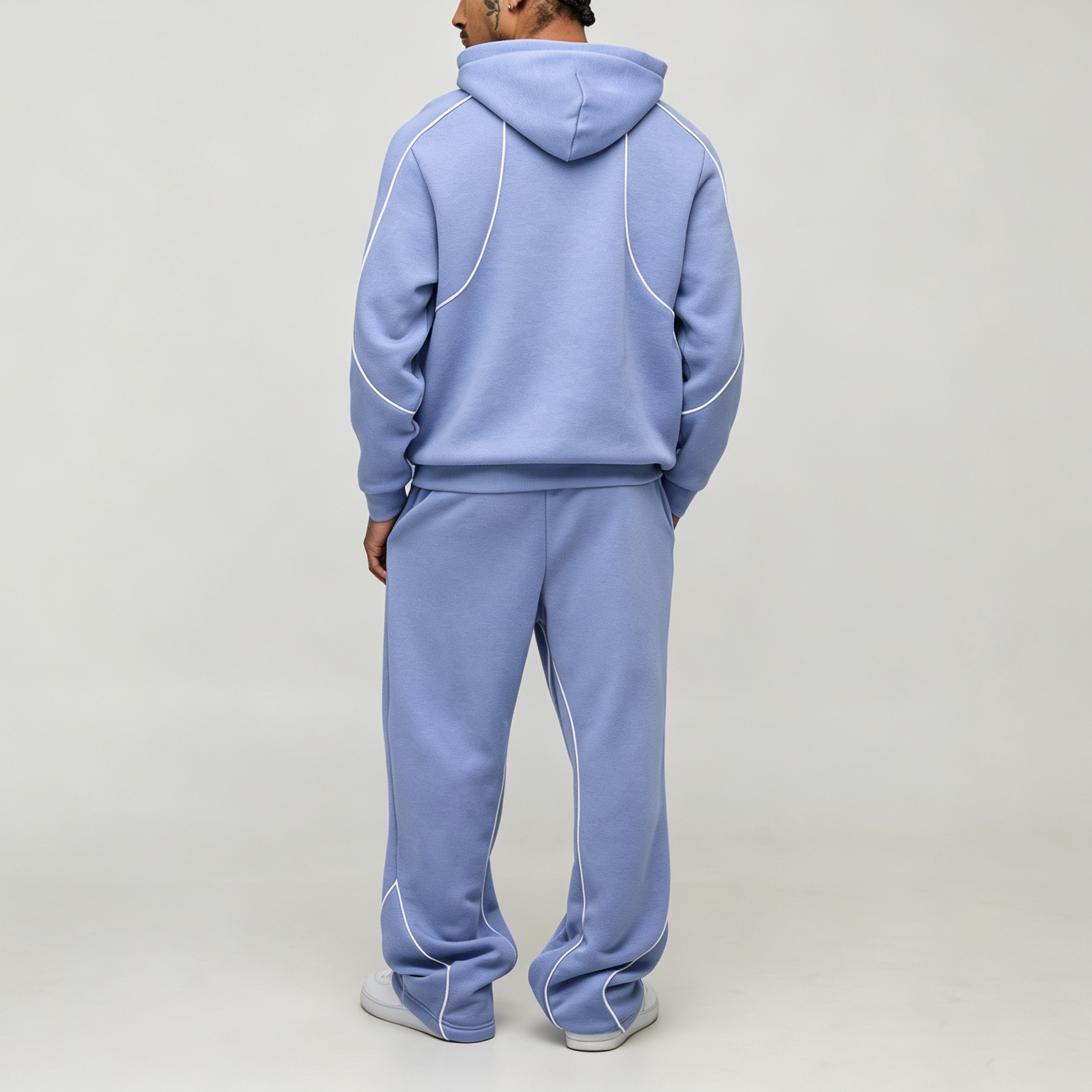 Custom Sets French Terry Puff Printing 100% Cotton Contrast Piping Pullover Hoodie Set Wide Leg Pants 2 Pieces Men's Tracksuit Set,Leading Custom Apparel Manufacturer | Your Trusted China Sourcing Partner | YC/YUECHI,Custom French Terry Puff Printing 100% Cotton Contrast Piping Pullover Hoodie Wide Leg Pants 2 Pieces Men's Tracksuit Set
