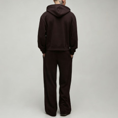 Custom Men's Oversized Boxy Henley Button Neck Hoodie Wide Leg Jogger Tracksuit 100% Cotton Fleece Two Piece Set Streetwear