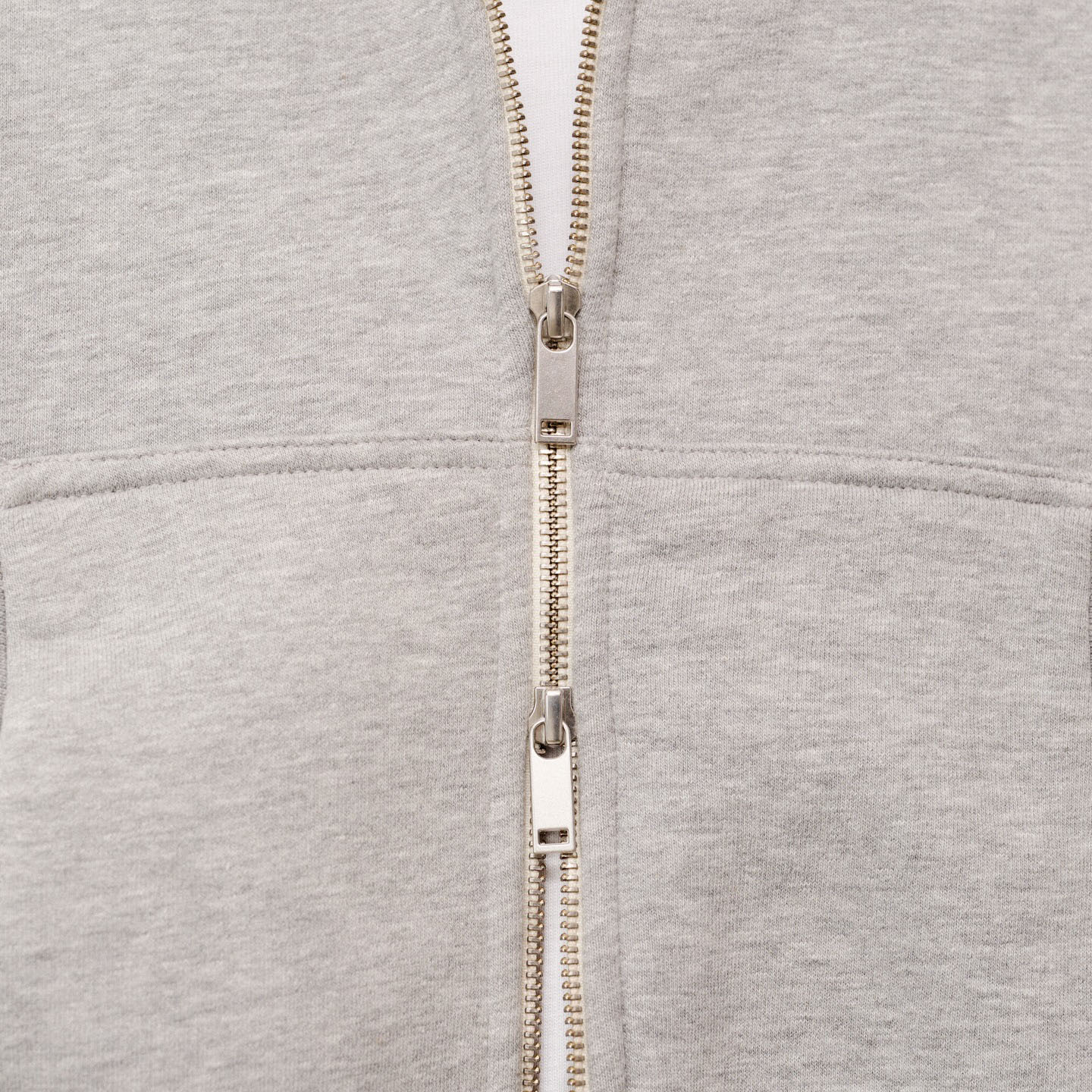Custom Made Heavyweight Cotton High Density Ash Grey Boxy Cropped Two Way Zipper Blank Hooded Men's Solid Tracksuit