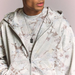 Men All Over Camo Print Full Zip Hooded Tracksuit Boxy Oversized Dropped Shoulder Silkscreen Print Streetwear Two Piece Set