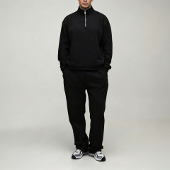 Custom Men's Oversized Boxy Quarter Zip Sweatshirt Straight Leg Jogger Tracksuit Heavyweight 100% Cotton Fleece Two Piece Set