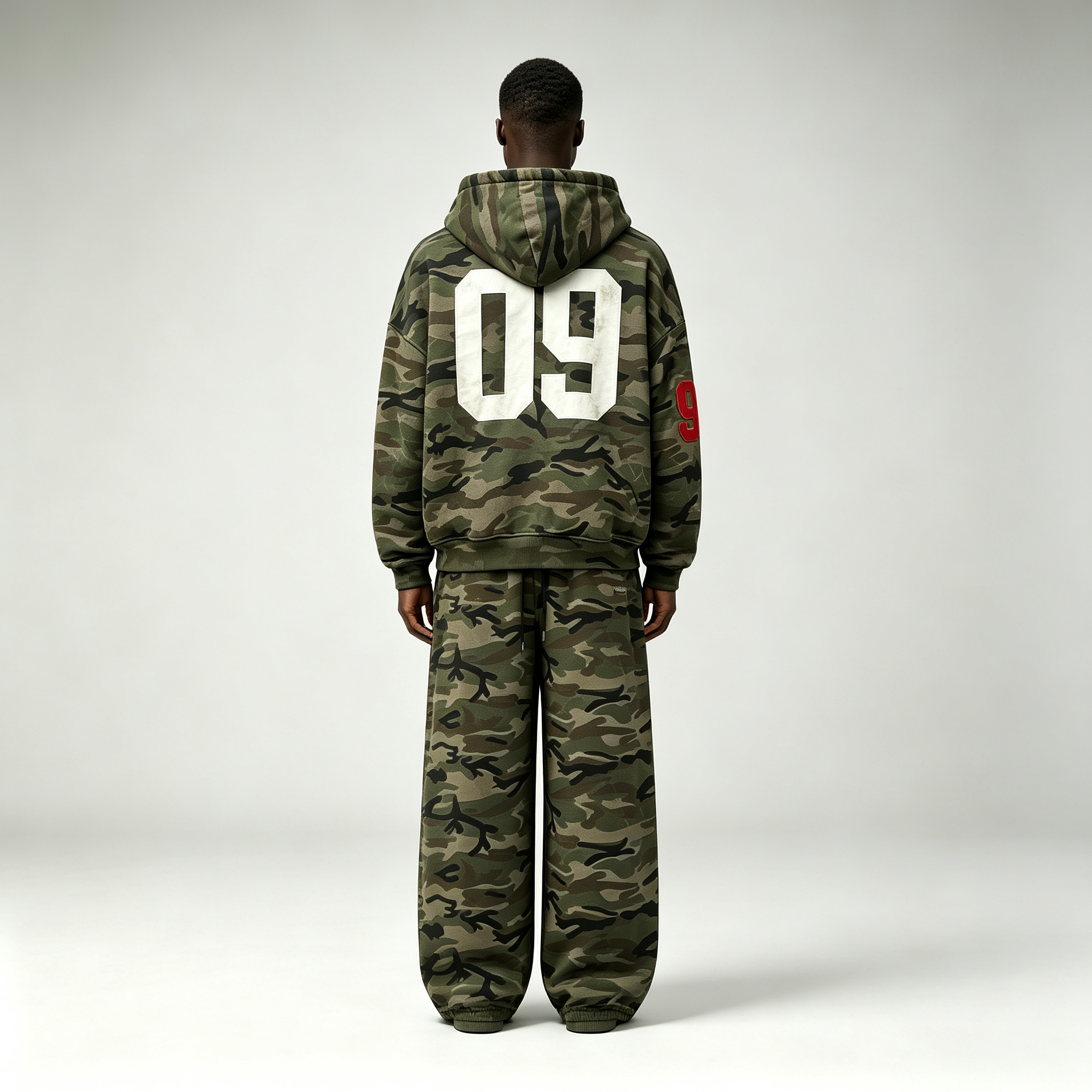 Custom Camouflage Silk Screen Printing Applique Embroidery Heavyweight Fleece Full Zip 2 Pieces Boxy Men's 100% Cotton Winter