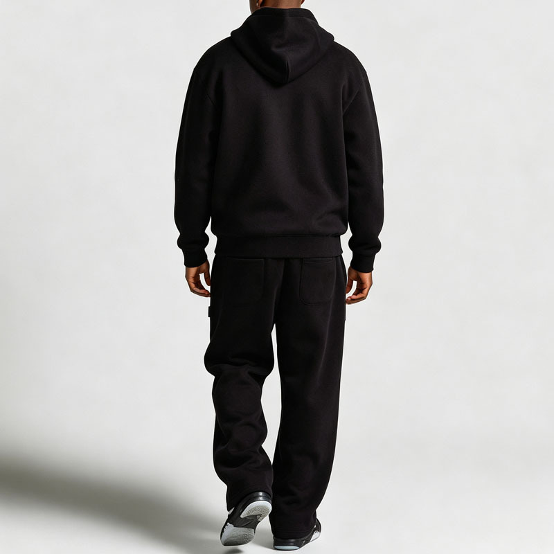 Custom 450 Gsm Fleece 100% Cotton Baggy Tracksuit Oversized Full Zip Hoodie Applique Wide Leg Sweatpants Casual Streetwear