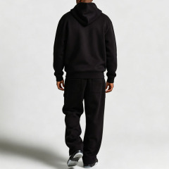 Custom 450 Gsm Fleece 100% Cotton Baggy Tracksuit Oversized Full Zip Hoodie Applique Wide Leg Sweatpants Casual Streetwear