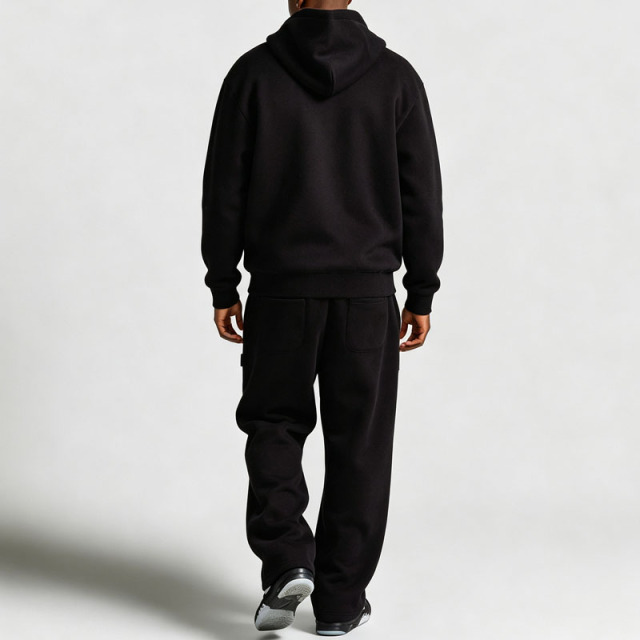 Custom 450 Gsm Fleece 100% Cotton Baggy Tracksuit Oversized Full Zip Hoodie Applique Wide Leg Sweatpants Casual Streetwear