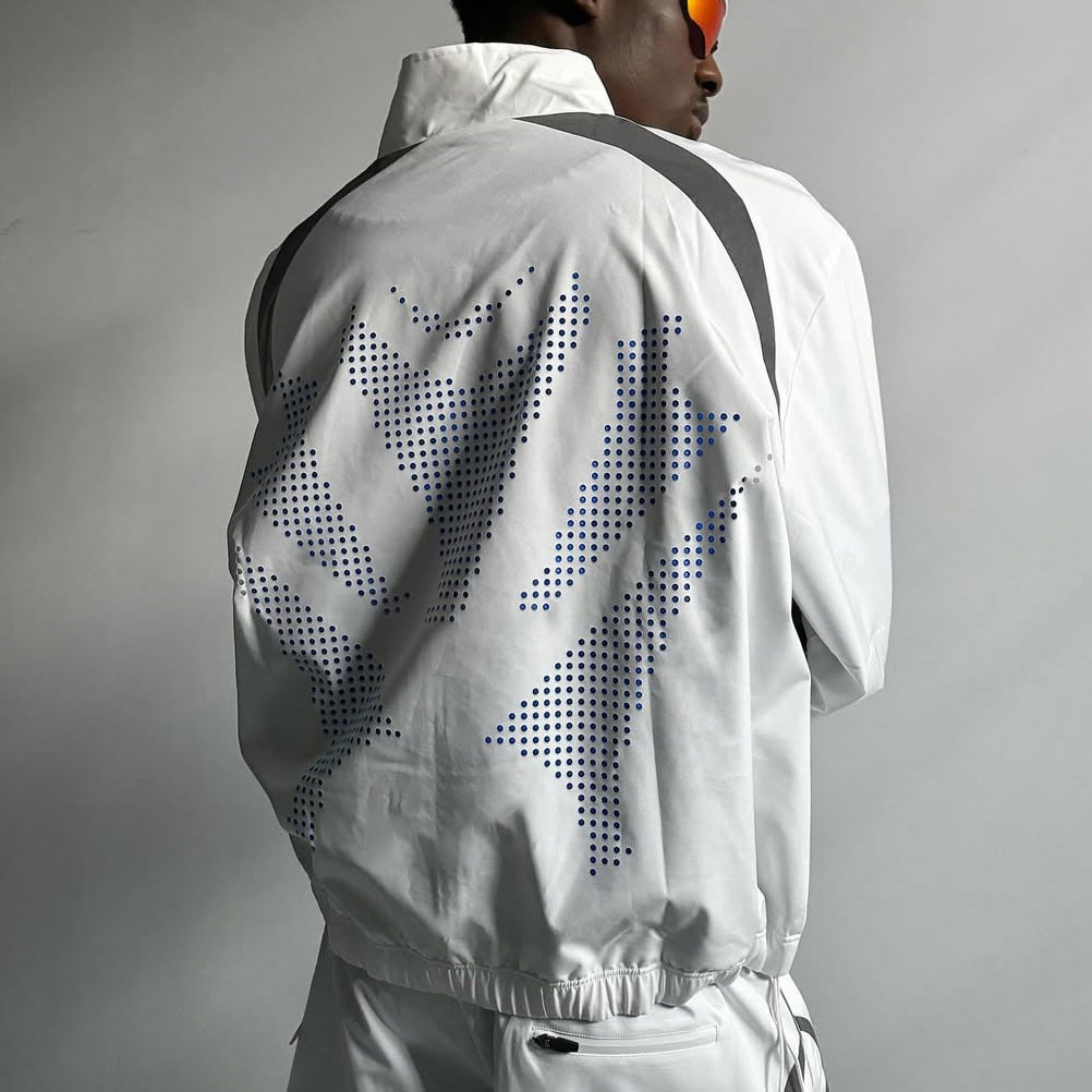 Custom Men Oversized Windbreaker Short Set 220GSM Woven Fabric Windproof Waterproof Laser Perforated Street Functional Tracksuit