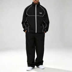 Custom Sets Contrast Piping Screen Print Windbreaker 2 Pieces Wide Leg Baggy Nylon Jacket Set Trousers Men's Urban Techwear Set,Leading Custom Apparel Manufacturer | Your Trusted China Sourcing Partner | YC/YUECHI,Custom Contrast Piping Screen Print Windbreaker 2 Pieces Wide Leg Baggy Nylon Jacket Trousers Men's Urban Techwear Set