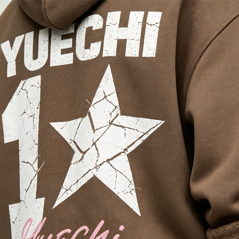 Custom Spray Screen Printing Spliced Contrast Color Panel Boxy Fit Baggy 2 Pieces Brown Pink Fleece Men's Tracksuit Set