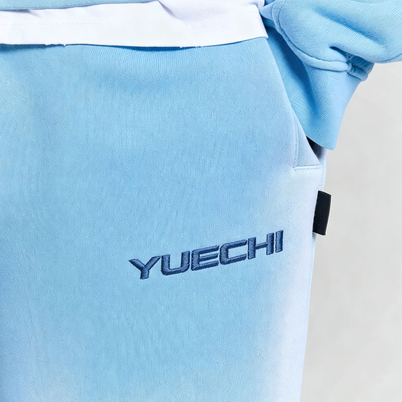 Custom Men's Boxy Fit Pullover Hoodie Wide Leg Jogger Tracksuit Heavyweight Fleece 100% Cotton Sun Faded Embroidered Streetwear