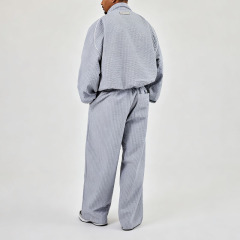 Custom Oversized Checked Nylon Funnel Neck Windbreaker Contrast Piping Relaxed Baggy Pant Casual Men's Streetwear Tracksuit